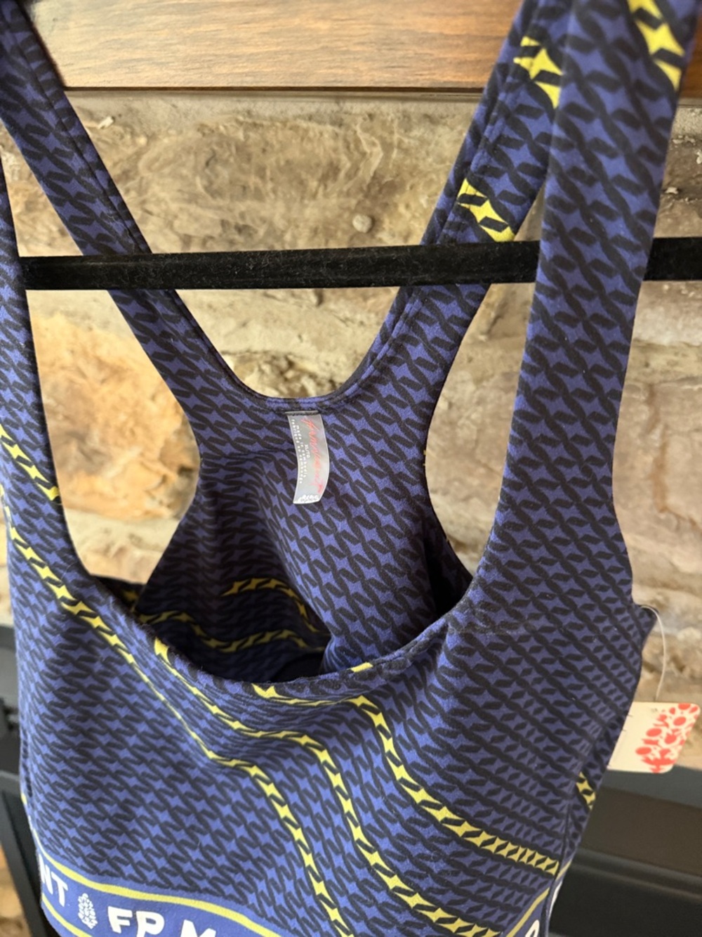 FP Movement by Free People Blue & Yellow Patterned Racerback Sports Bra - Picture 2 of 8